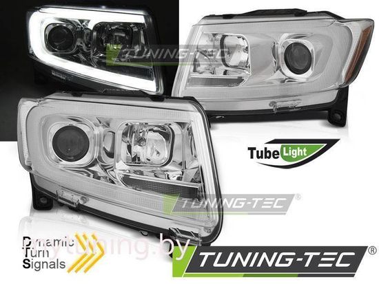 Передние фары Tube Light для Jeep Grand Cherokee WK2 (11-13) хромированные
