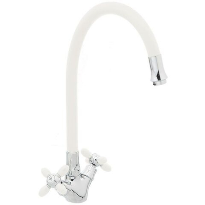 Смеситель для кухни, Frud, гибк излив, с кран-буксой, бел, R44127-7