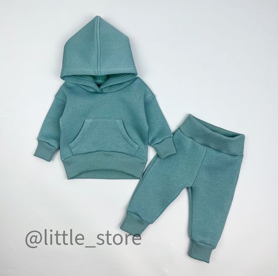 Комплект из футера с начесом "Simple" Темный шалфей