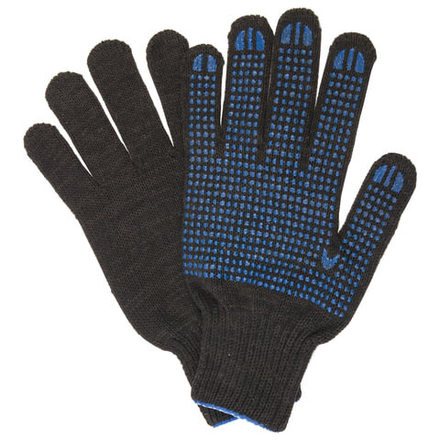 Перчатки хлопчатобумажные, КОМПЛЕКТ 5 ПАР, 10 класс, 50-52 г, 133 текс, ПВХ-точка, LAIMA ЛЮКС 2, ЧЕРНЫЕ