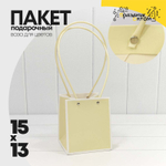 Пакет подарочный 15х13х13см Ваза для цветов (Бежевый)