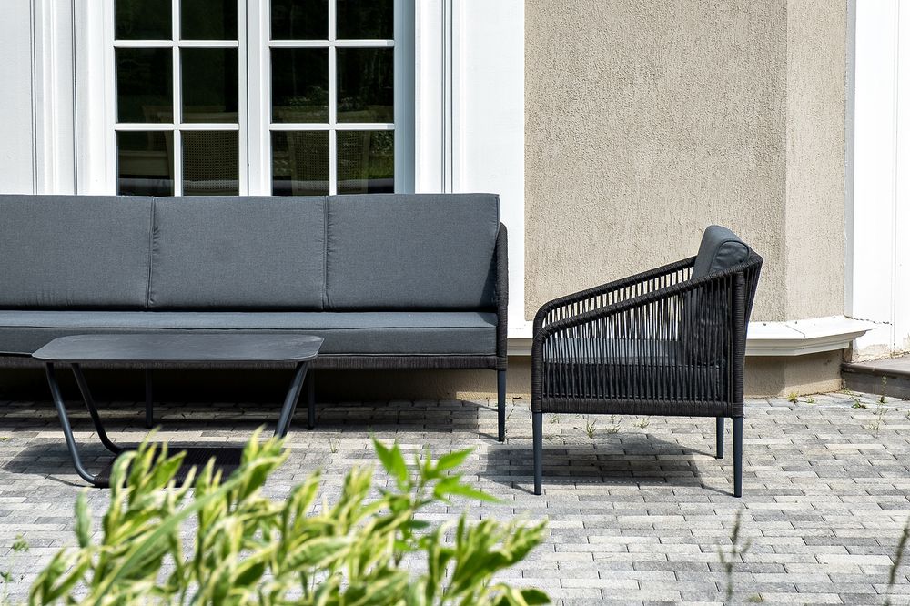 "Канны" лаунж-зона 5-местная плетеная из роупа (веревки), цвет темно-серый