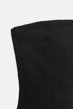 ZARA ЭЛАСТИЧНЫЙ ТОП БЕЗ БРЕТЕЛЕЙ С РАЗРЕЗАМИ, ЧЕРНЫЙ