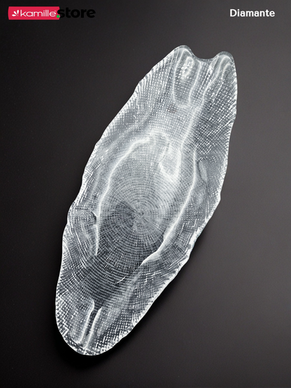 Блюдо фигурное овальное 42 см. из стекла Diamante