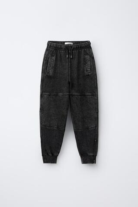 ZARA БРЮКИ SLIM НА МОЛНИЯХ, ЧЕРНЫЙ