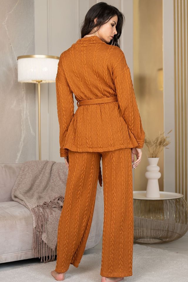 Горчичный комплект Carrie из кардигана и брюк