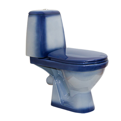 Унитаз-компакт "Премьер" синий (гориз, нижн, сид. полип., 2-кн.арм) (Rosa)