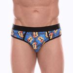 Мужские трусы джоки синие с разноцветным принтом Don Moris DM072224