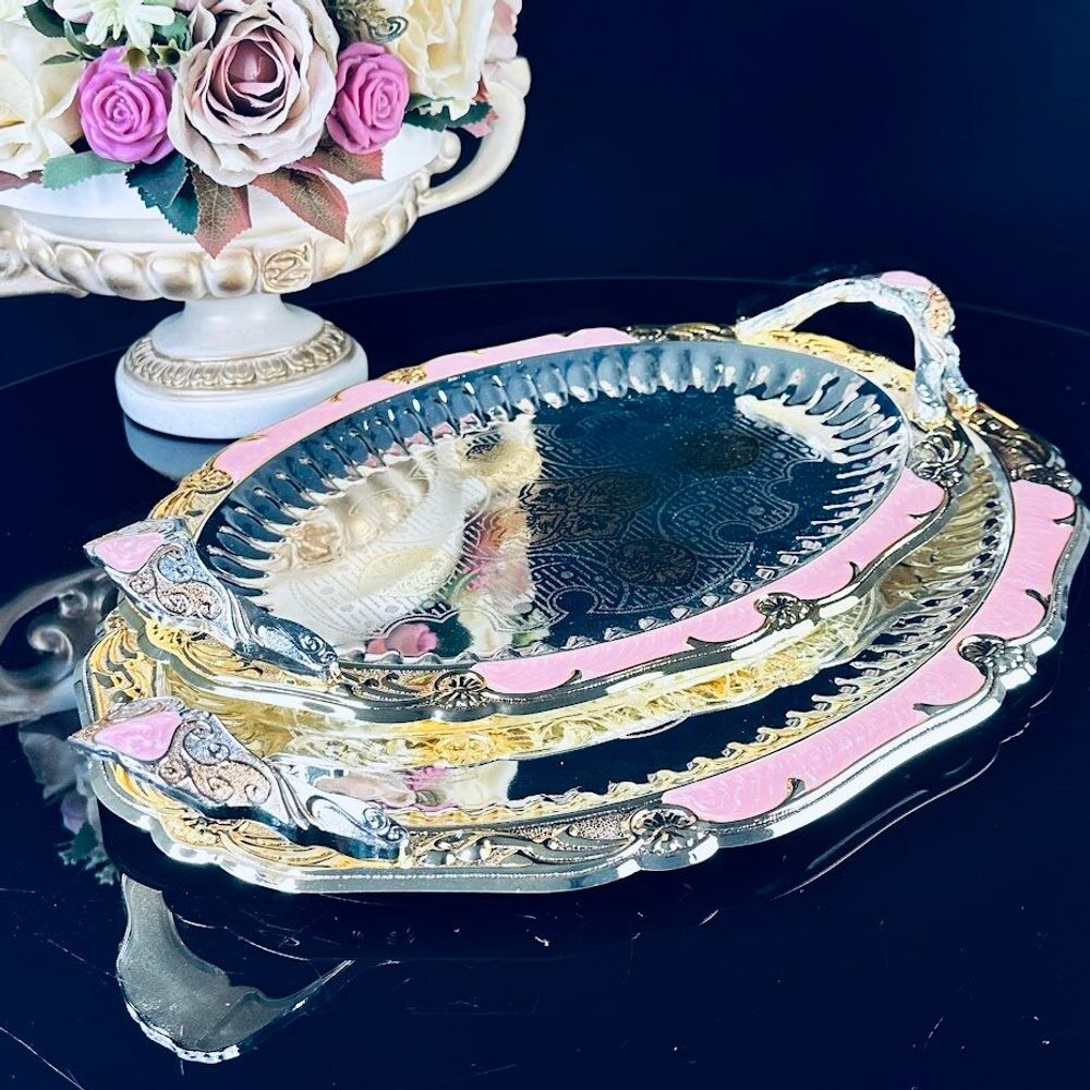 Lenardi 151-017 Набор из 2 овальных подносов 36,5/44см в под.уп.(х6)Нержавеющая сталь