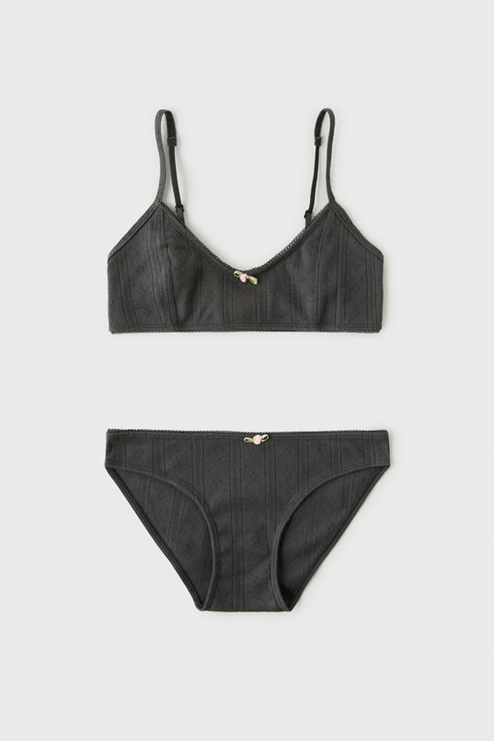 ZARA КОМПЛЕКТ ИЗ ТОПА И ТРУСОВ Z3D, АНТРАЦИТОВЫЙ