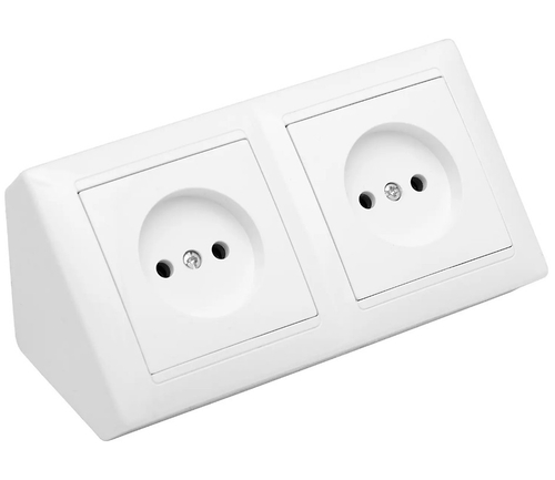 Розетка 2 местная Bylectrica СТИЛЬ угловая 16А б/з белая IP20