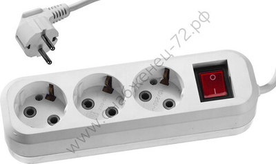 СИБИН У-30В, ПВС 3х0.75 3гн. 3м выключатель 2200Вт, Бытовой удлинитель (55036-3)