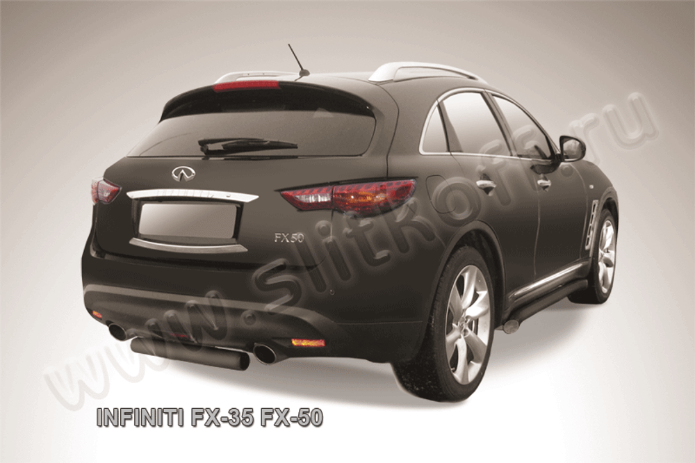 Защита заднего бампера Infiniti FX-35 FX-50 (2008-2012) d76 серебристая
