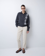 Поло из смесового кашемира ромбы темно-серый