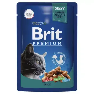 Набор паучей для кошек Brit Premium, Мясное меню в соусе, 14 шт х 85г