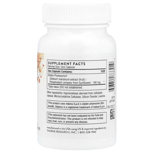 Thorne, Siliphos®, фитосомы расторопши, 90 капсул (180 мг на капсулу)