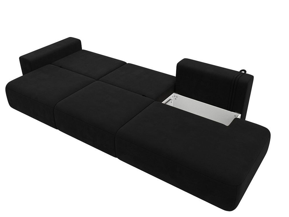 Диван прямой Лига-036 НПБ Модерн Лонг подлокотник слева МИКРОВЕЛЬВЕТ Черный