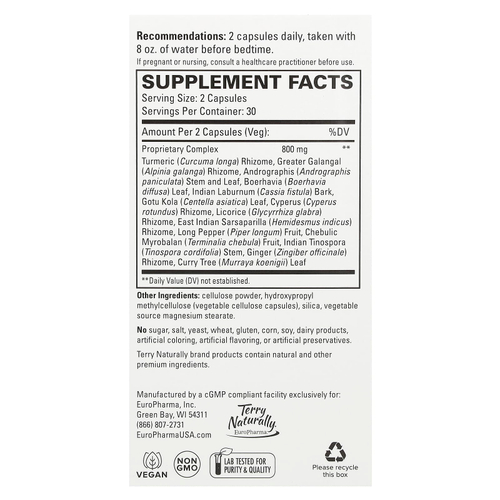 Terry Naturally, Аюрведическая формула для пищеварения, 60 капсул