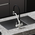 Смеситель для кухни Sancos Dora с гибким изливом, цвет белый гранит/черный, арт. SC4003GR
