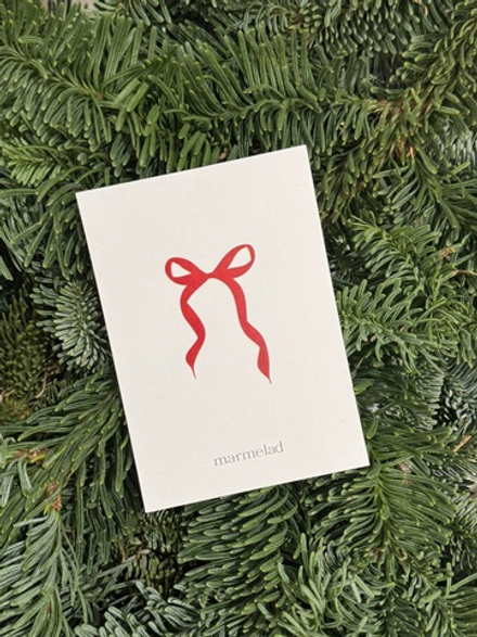 Новогодняя открытка 7,5*10см - Красный бантик