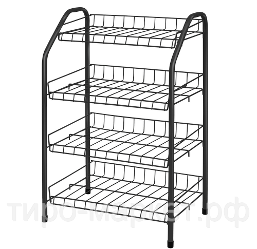 Этажерка д/обуви 4 полки 70*48*28 см черная НИКА