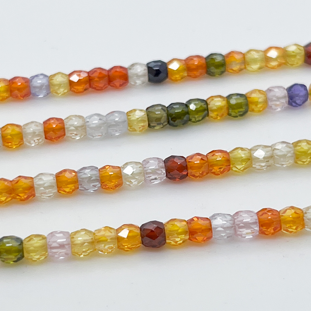 Фианит, рондель с огранкой, цвет микс, размер около 4,2*3,6 мм, цена за 51-52 шт (1/2 нити)