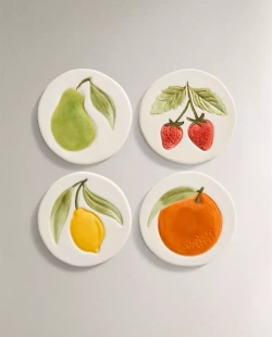 ZARA HOME КЕРАМИЧЕСКАЯ ПОДСТАВКА (НАБОР ИЗ 4 ШТ.), ЖЕЛТЫЙ