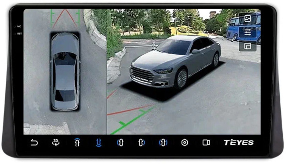 Магнитола для Mitsubishi Eclipse Cross Азия - Teyes CC3-2K-360 на Android 10, 2K QLED, 6Гб+128Гб, CarPlay, 4G SIM-слот, 4 камеры в комплекте