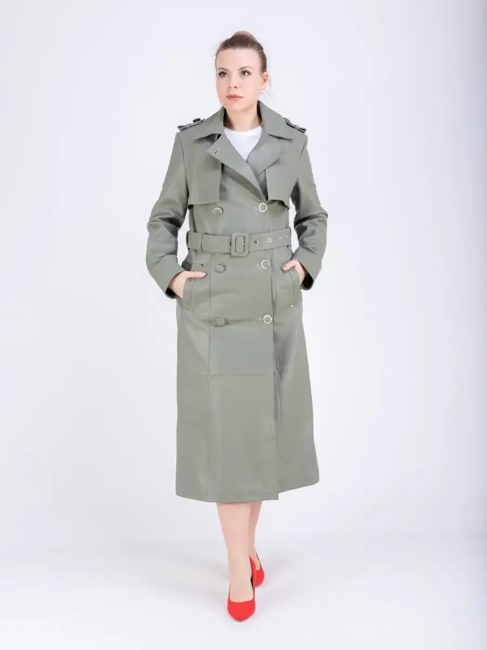 Тренчкот женский плащ женский кожаный