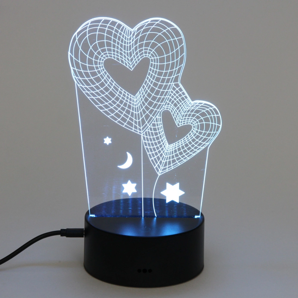 Светильник ночник «3D-Любовь» на пластиковой подставке, с включателем USB