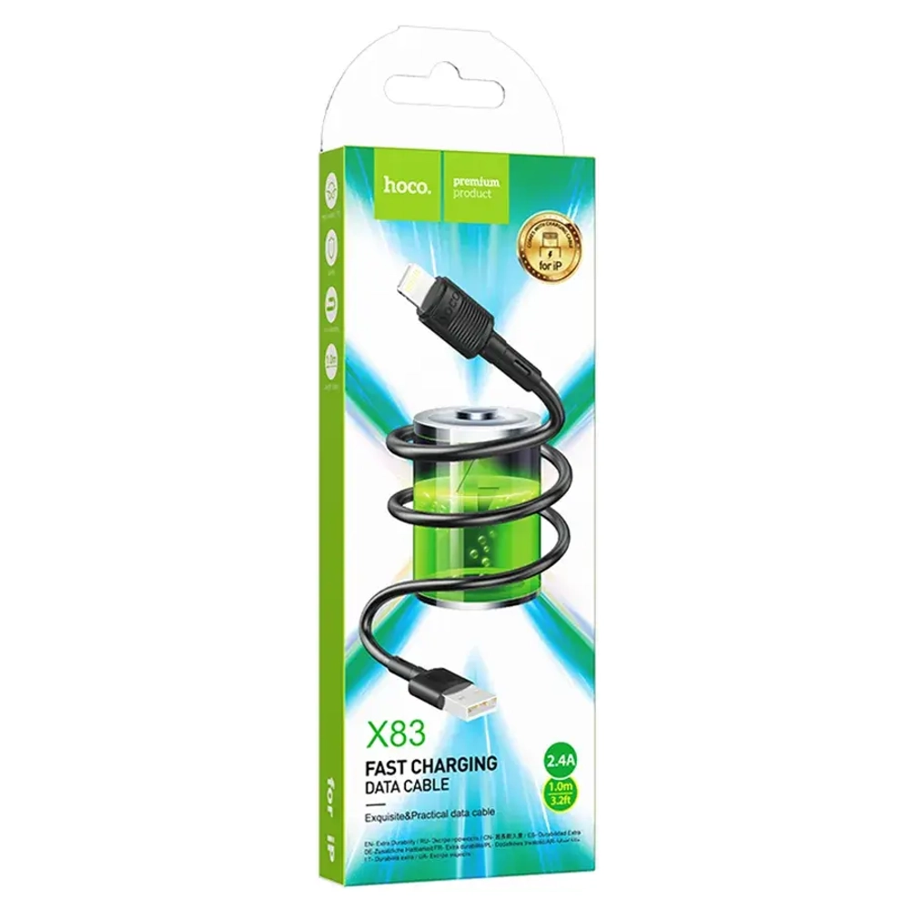 Кабель Hoco X83 (USB) на (Lightning) 100см 2.4A (черный)