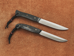Спарка цельнометаллических финских ножей, сталь VG10, рукоять карбон (черный спейсер)