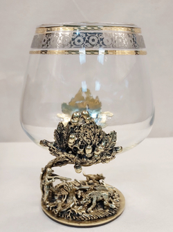 Бокал для коньяка "Охота на кабана" в подарочном футляре