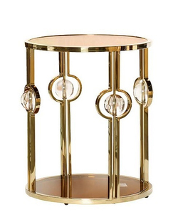 13RXET6034-GOLD Стол журнальный стекло коричн./золото 50*50*60см