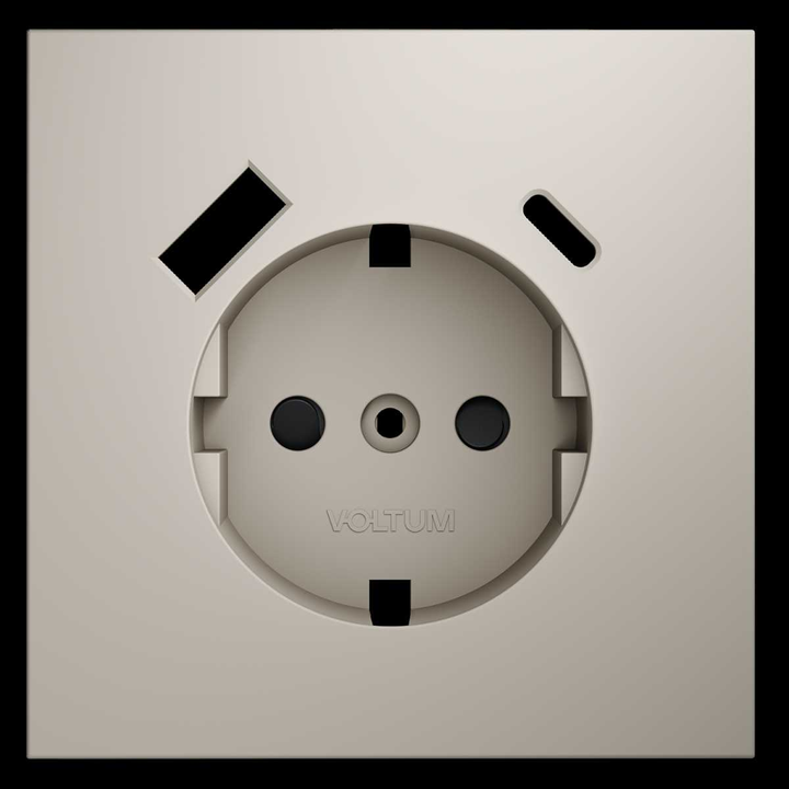 Накладка для розетки с заземлением и защитными шторками с USB A+C S70 (кашемир) Voltum VLS001003