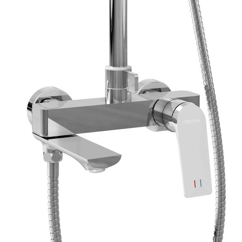 Душевая стойка Grossman Cosmo 500.K35.02.100 с верхним душем,ручной лейкой и смесителем,хром глянцевый,1 место