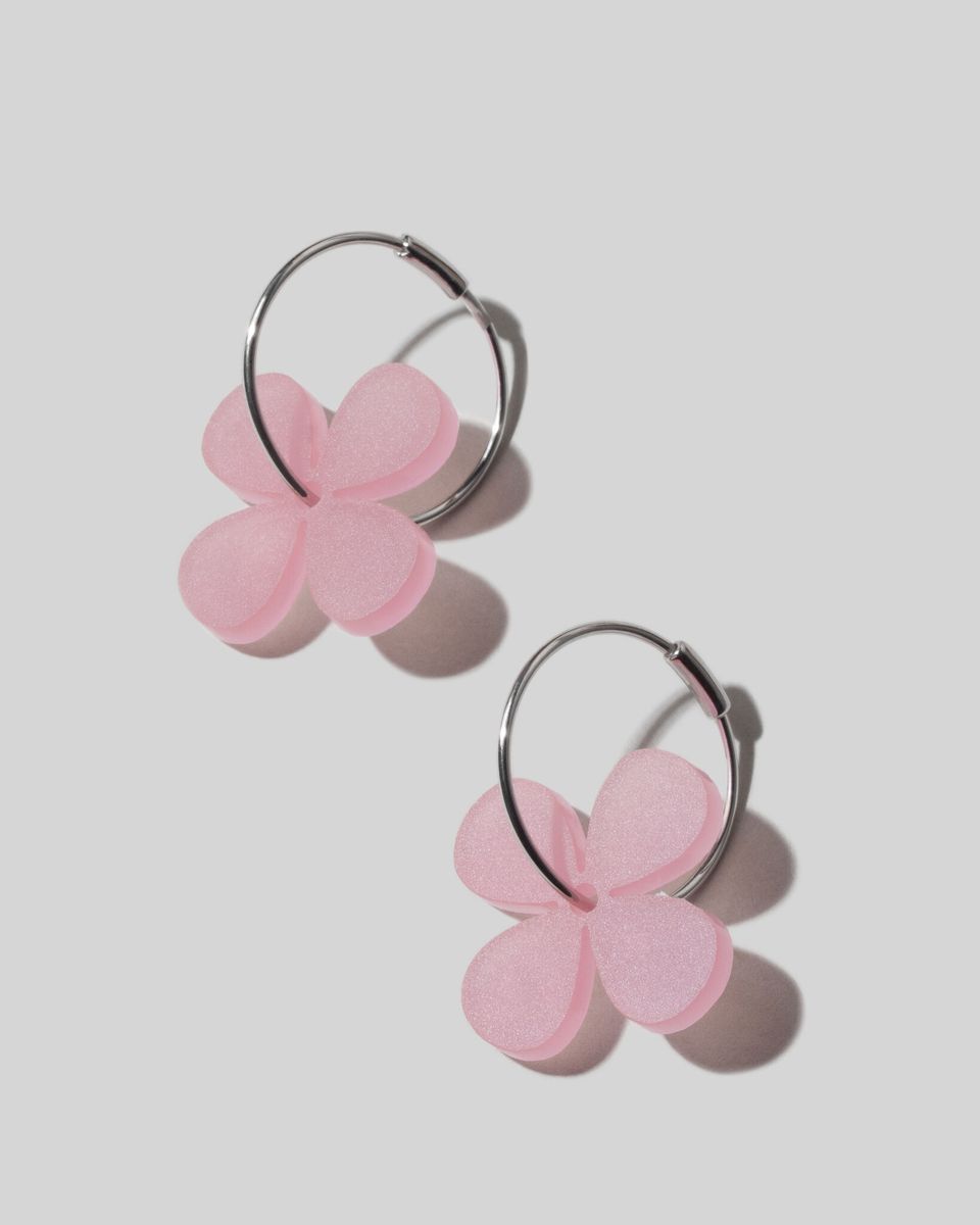 Cерьги Hoops Flowers Pink