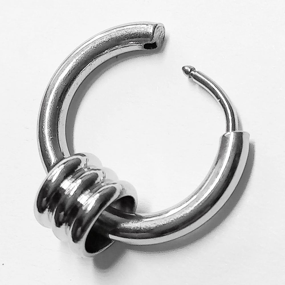 Серьга кольцо диаметр 12 мм "Спираль" для пирсинга ушей. Медицинская сталь. Цена за штуку!