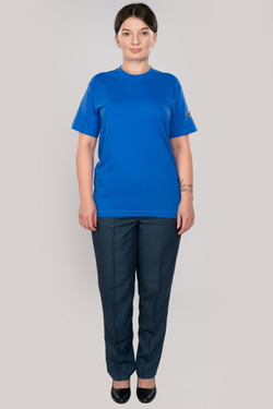 Футболка женская МЧС цв. василек (вышивка)