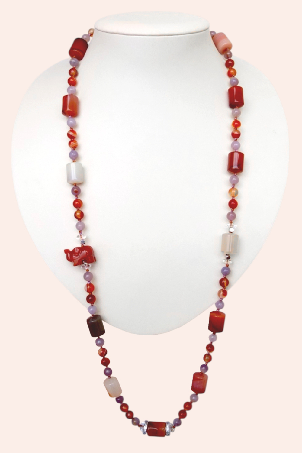 Бусы из агата, сардоникса, сердолика, кварца и флюорита