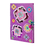 Блокнот 18,5 см * 27 см, гребень, Alingar, ламинация, глиттер, тиснение, замочек, 55 л., "Яркие цветы", фиолетовый