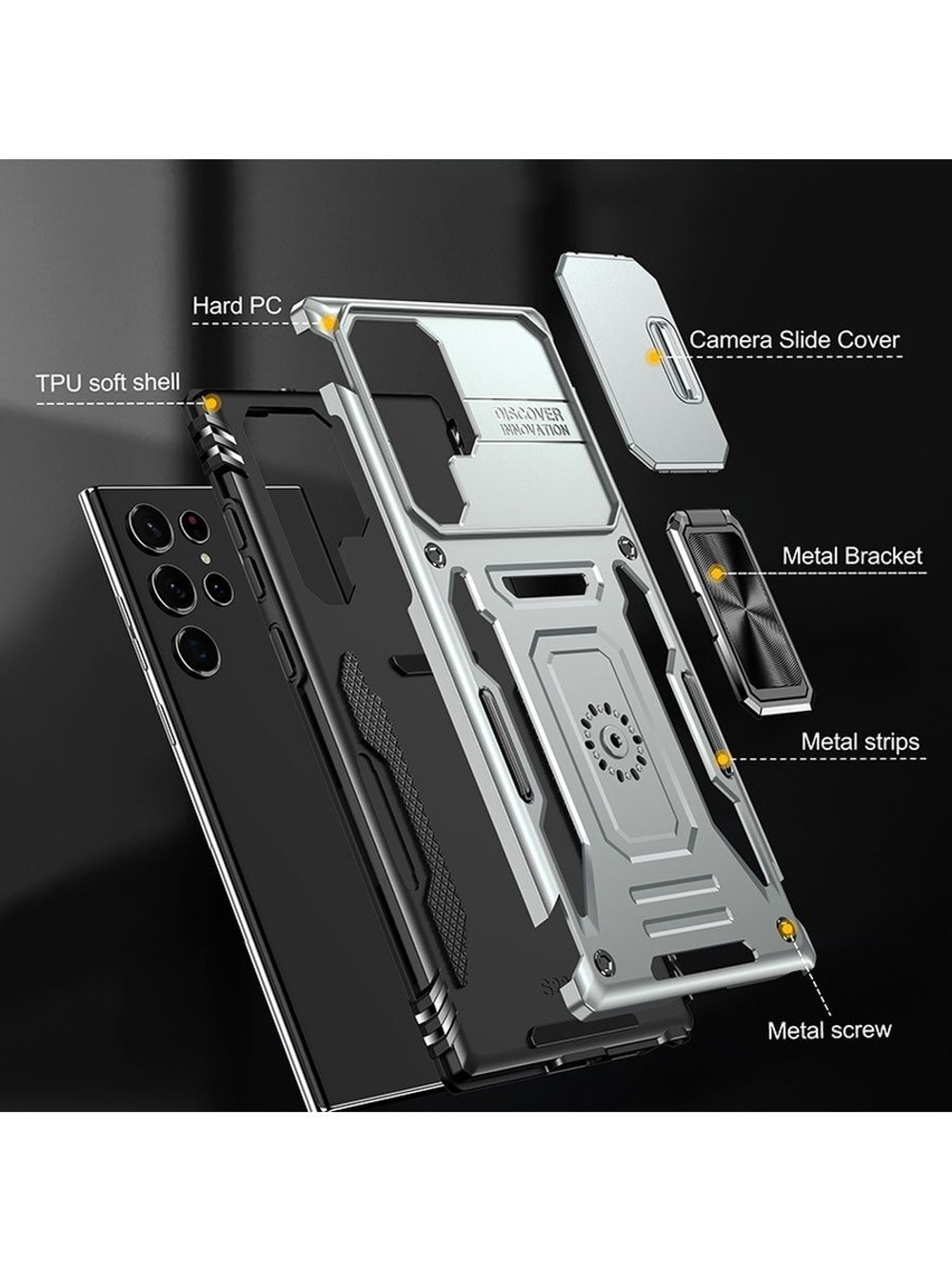 Чехол Safe Case с кольцом и защитой камеры для Samsung Galaxy S22 Ultra