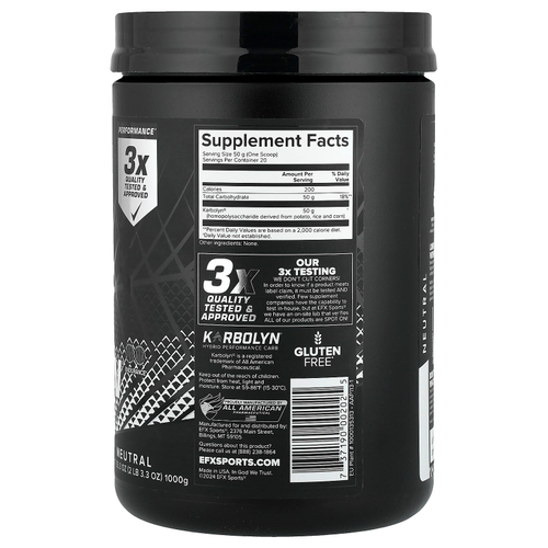 EFX Sports, Karbolyn Fuel, нейтральный, 1000 г (2 фунта)