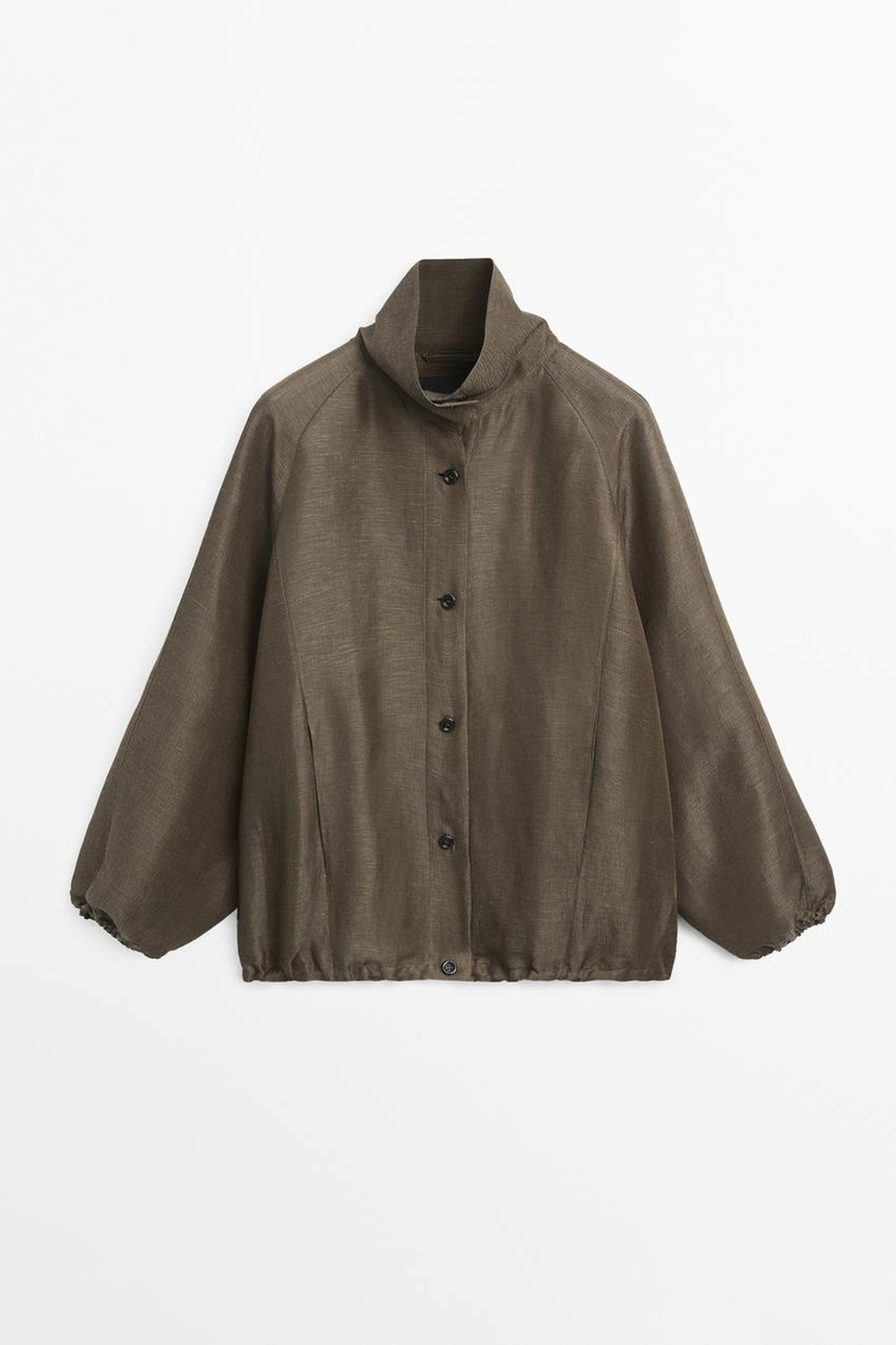 Massimo Dutti Бомбер изо льна и шелка, хаки