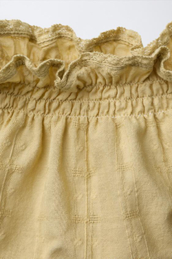 ZARA ТРУСЫ С ВЫШИВКОЙ И КРУЖЕВОМ, ОЛИВКОВЫЙ