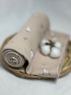 Пелёнка Утята Рубчик Светлый кофе 85*130 RinaAmari