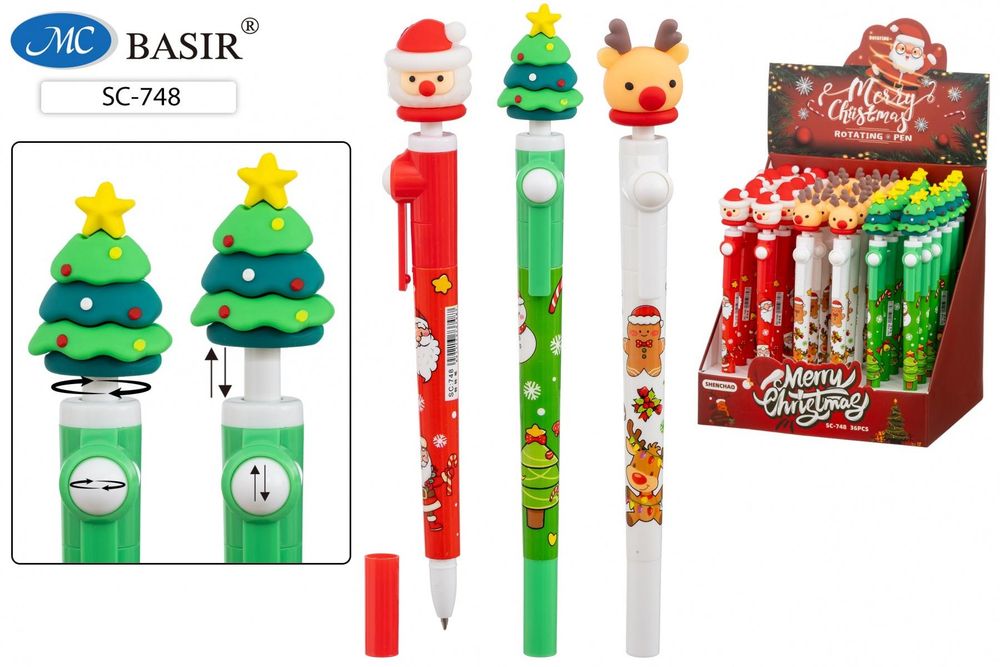 Ручка-гироскоп шарик. 0,5мм. детская "Новогодние" синяя, цветной корпус, ассорти (Basir) Ручка-гироскоп шарик. 0,5мм. детская "Новогодние" синяя, цветной корпус, ассорти (Basir)