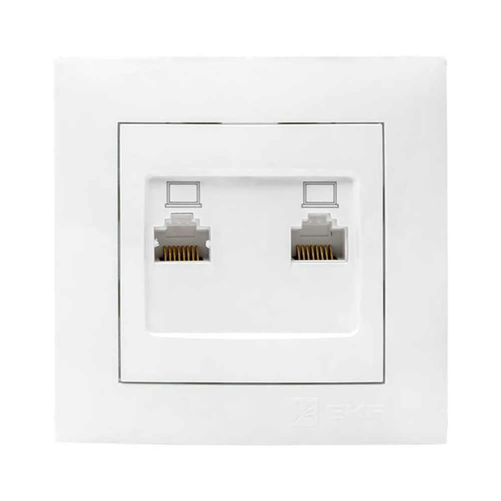 Валенсия розетка компьютерная RJ-45 2-местная белая EKF