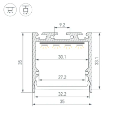 Профиль SL-LINE-3535-2000 WHITE (BY) (Arlight, Алюминий) 063107