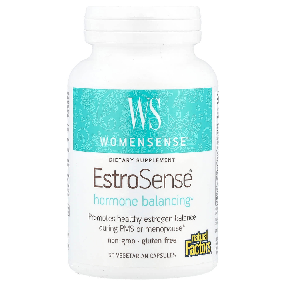 Natural Factors, WomenSense, EstroSense, гормональный баланс, 60 вегетарианских капсул